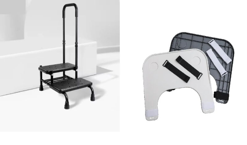 Bundle of Portable Bathtub Step Stool with Rail and Portable Lap Tray for Wheelchairs